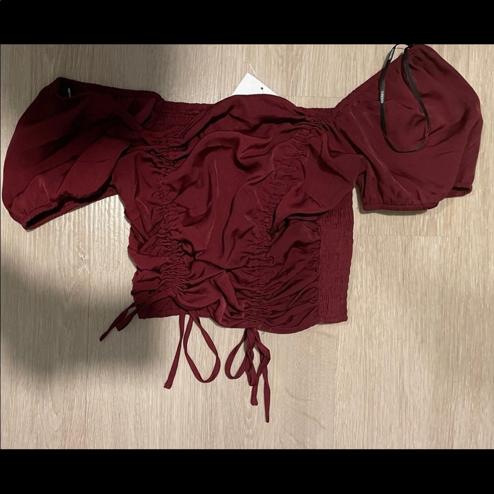 Berry ruched top puff sleeve